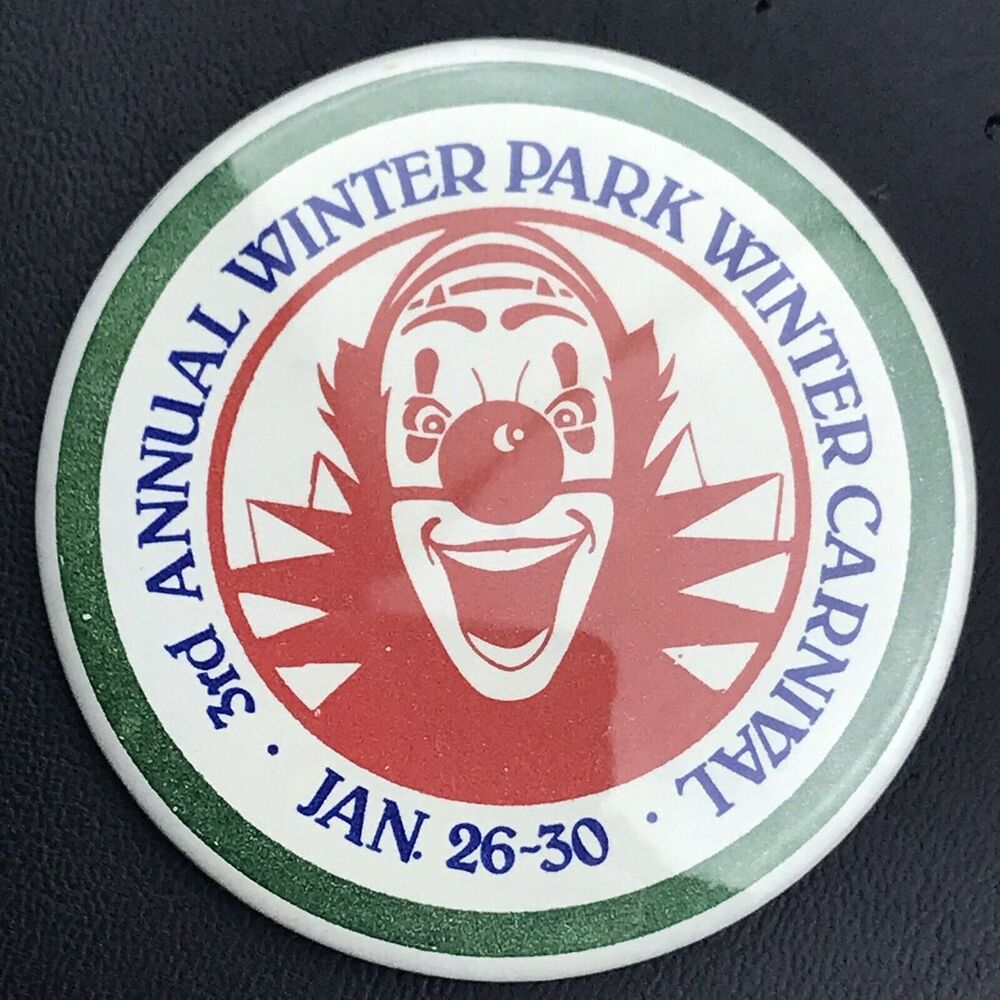 Winter Park Carnival 3rd Annual Clown Pin Button Pinback Vintage Festival